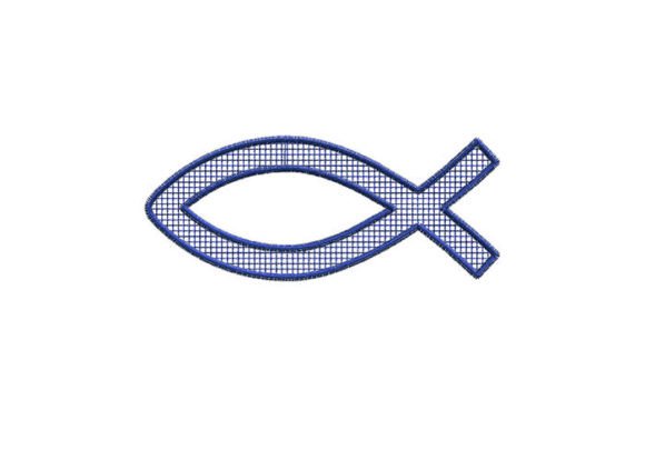Jesus Fish Net Fill: Elegant Baptism Embroidery